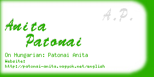 anita patonai business card